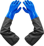 Haiou PVC Chemical Resistant, Long Rubber, Heavy Duty Waterproof Gloves for Chemical and Acid Work, 25 inches, Large-(Blue)