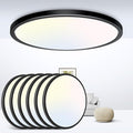 zemty LED Ceiling Light 9 Inch,24W 2400lm Bright Flush Mount Light Fixture 3000K/4500K/6000K Adjustable, Black Thin Flat Ceiling Lamp for Bathroom Closet Pantry Hallway - 6Pack