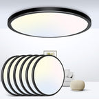 zemty LED Ceiling Light 9 Inch,24W 2400lm Bright Flush Mount Light Fixture 3000K/4500K/6000K Adjustable, Black Thin Flat Ceiling Lamp for Bathroom Closet Pantry Hallway - 6Pack