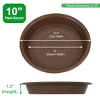 Plant Saucer 10 inch, Heavy Large Planter Durable Thicker Plastic Plant Trays for Indoors and Outdoor, Plant Saucer Drip Trays,Brown(10" - 3 Pack)