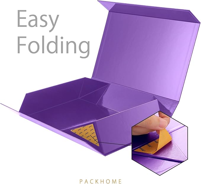 PACKHOME 6 Extra Large Gift Boxes 17.5x11.3x4.3 Inches, Sturdy Shirt Boxes with Magnetic Lids for Clothes and Large Gifts (Glossy Purple)