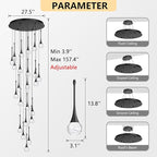 24 Light Modern Glam Crystal Chandelier for High Ceiling LED Dimmable Ceiling Pendant Light Staircase Foyer Enterway Living Room Chandelier Lighting Antique Black