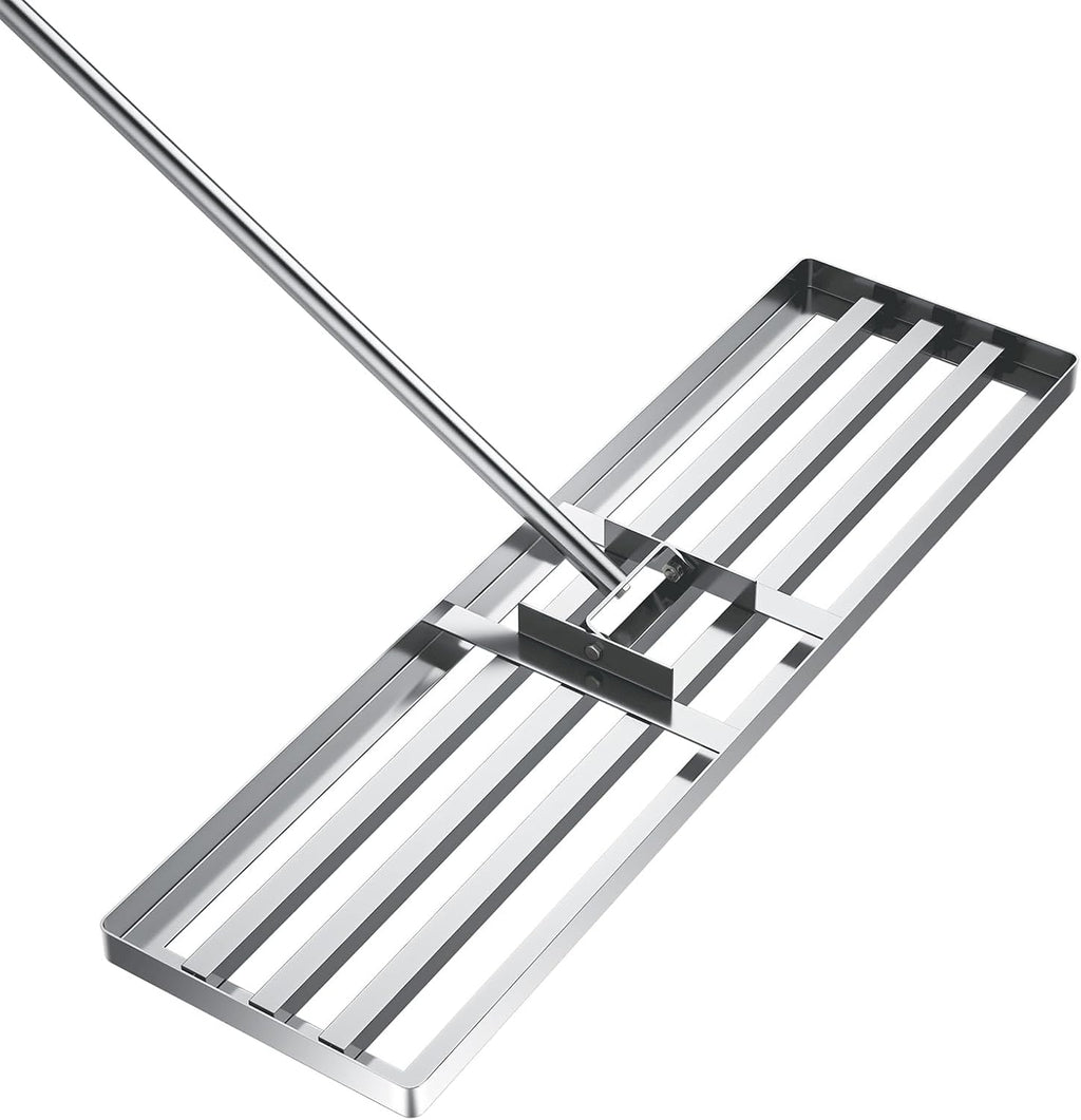 Lawn Leveling Rake, Lawn Leveler Tool with 6.5ft Handle Rakes, 304Stainless Steel Yard Leveling Rake, Heavy Duty Soil Leveling Rakes for Backyard, Garden, Farm, Pasture (35x10inch-6.5FT)