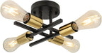 WILON Semi Flush Mount Ceiling Light Fixture, Modern Flush Mount Ceiling Lights, 4-Light Black and Gold Sputnik Ceiling Light Fixture with E26 Bulb Base for Hallway Farmhouse Kitchen Bedroom