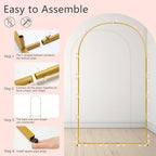 U+U 7.2FT Arch Backdrop Stand, Gold Arch Stand for Wedding Birthday Party Bridal Baby Shower Balloon Arch Decoration