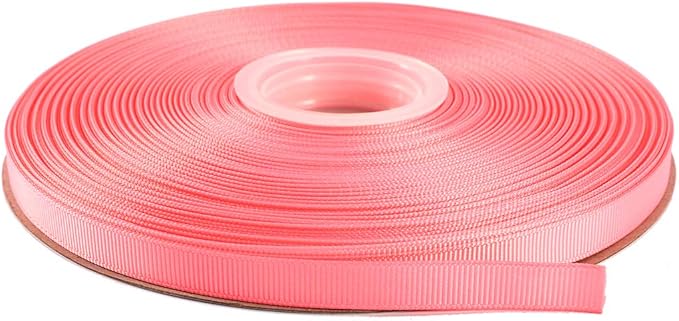 ITIsparkle 3/8" Inch Grosgrain Ribbon 50 Yards-Roll Set for Gift Wrapping Scrap Books Party Favor Hair Braids Baby Shower Decoration Cake Decoration Floral Arrangement Craft Supplies, Pink Ribbon