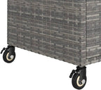Outdoor Rolling Wicker Bar Cart with Drawer, Portable Bar Cart with Wheels, Patio Kitchen Island Cart for Pool Deck Backyard, Gray 39.4"x17.7"x38.2" Poly Rattan -461