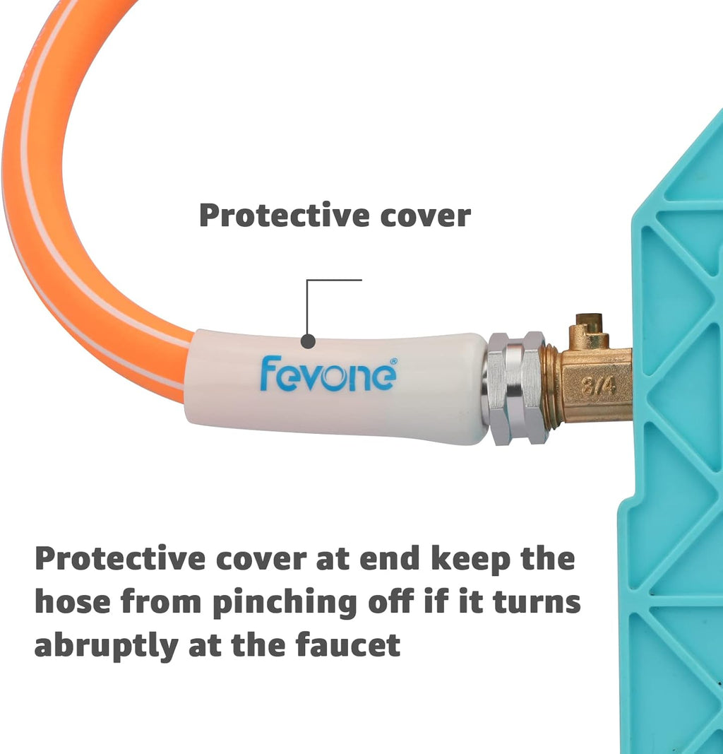 Fevone 100 ft x 5/8" Heavy Duty Garden Hose, Drinking Water Safe, Flexible & Kink-Free Hybrid Polymer Water Hose, Lightweight Outdoor Hose with 3/4" Solid Aluminum Fittings
