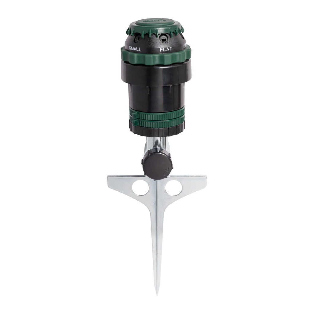 Orbit H2O-Six Gear-Drive Sprinkler on Metal T-Spike - Customizable Lawn Watering Coverage - Multi-Pattern Rotating Head with Adjustable Spray Range - Durable Outdoor Yard Irrigation Sprinkler - 58573