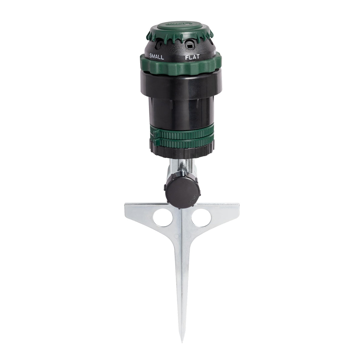 Orbit H2O-Six Gear-Drive Sprinkler on Metal T-Spike - Customizable Lawn Watering Coverage - Multi-Pattern Rotating Head with Adjustable Spray Range - Durable Outdoor Yard Irrigation Sprinkler - 58573