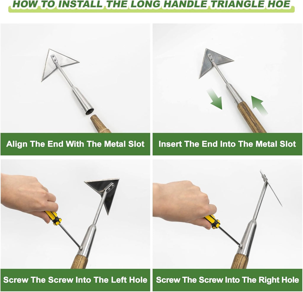 Haliaeetus Triangle Hoe, 60'' Scuffle Hoe for Keeping Your Back from Tiring Out, Weeding Just in Push-Pull Motion, Rogue Hoe with Triangle Head for Quickly Clear Out a lot of Weeds from All Direction