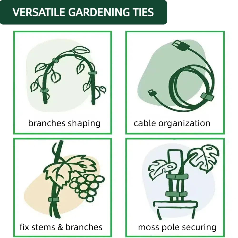 CHZKVOY 100Pcs 6-Inch Green Reusable Adjustable Plant Ties & Garden Tape