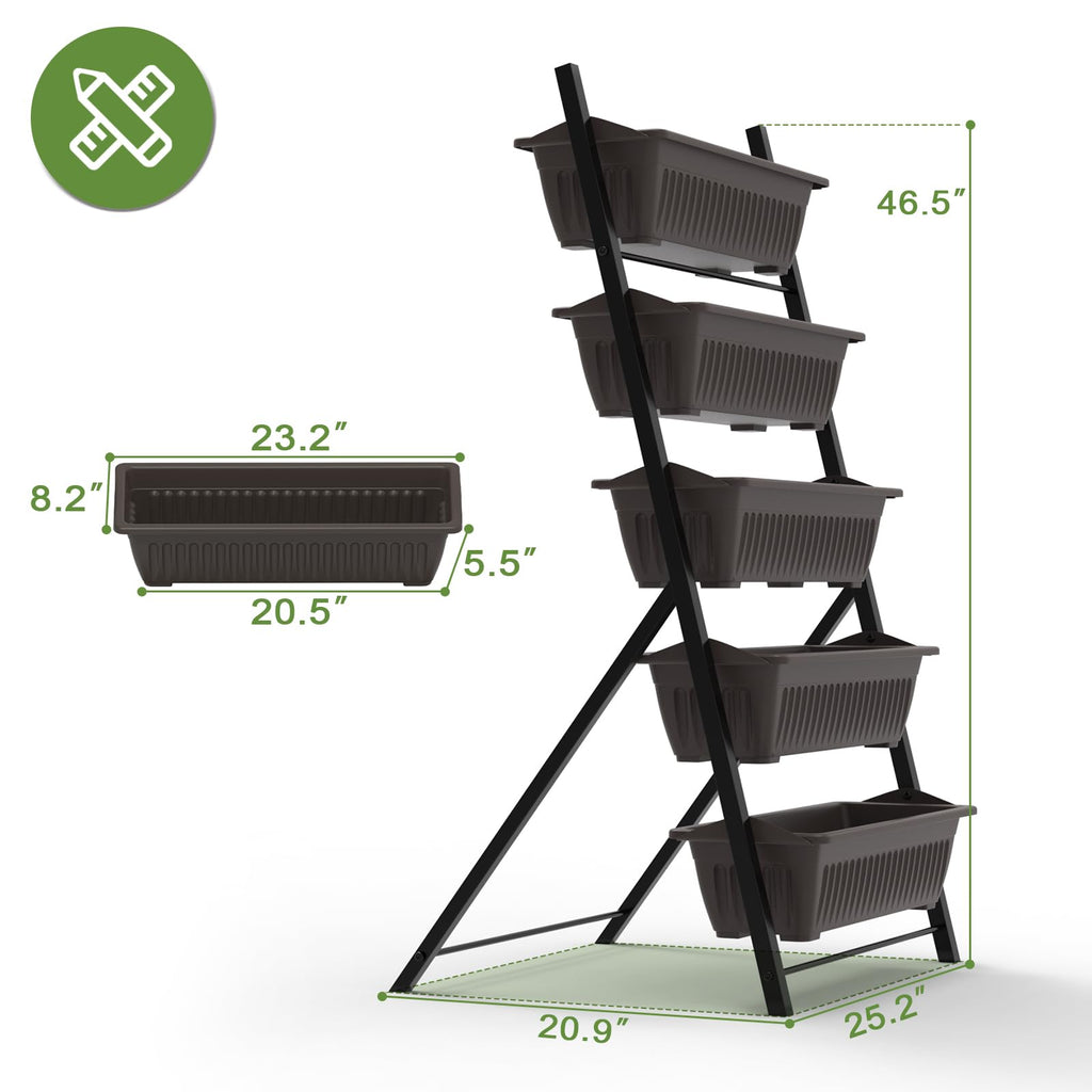 5-Tier Vertical Garden Planter,4.4Ft Planter Box with 5 Container Boxes