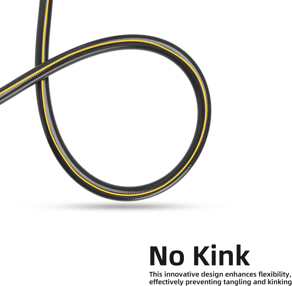 Solution4Patio Long Black Garden Hose 5/8 in. x 100 ft. -Kink Free, No Leaking, Male/Female Fittings -Heavy Duty Durable Flexible Lightweight Water Pipe -Brass Aluminum Ends for Household & Yard Use