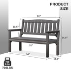 Psilvam 3-Person Outdoor Memorial Bench, All-Weather Poly Lumber Garden Bench, Rot-Resistant Outdoor Patio Bench for Park,Porch,and Church(Grey)