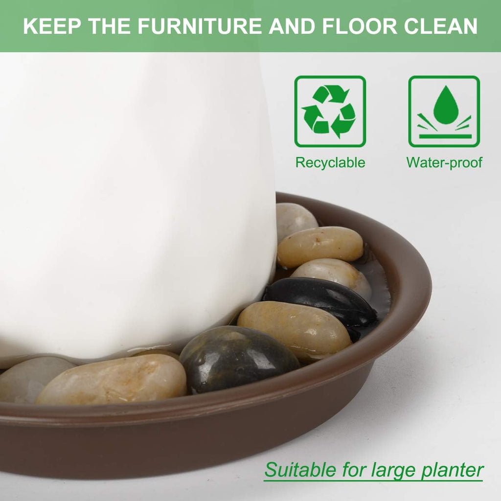 TITE Plant Saucer 16 inch,Heavy Large Planter Durable Thicker Plastic Plant Trays for Indoors and Outdoor,Plant Saucer Drip Trays,Brown (16 inch,Brown) Pack of 3