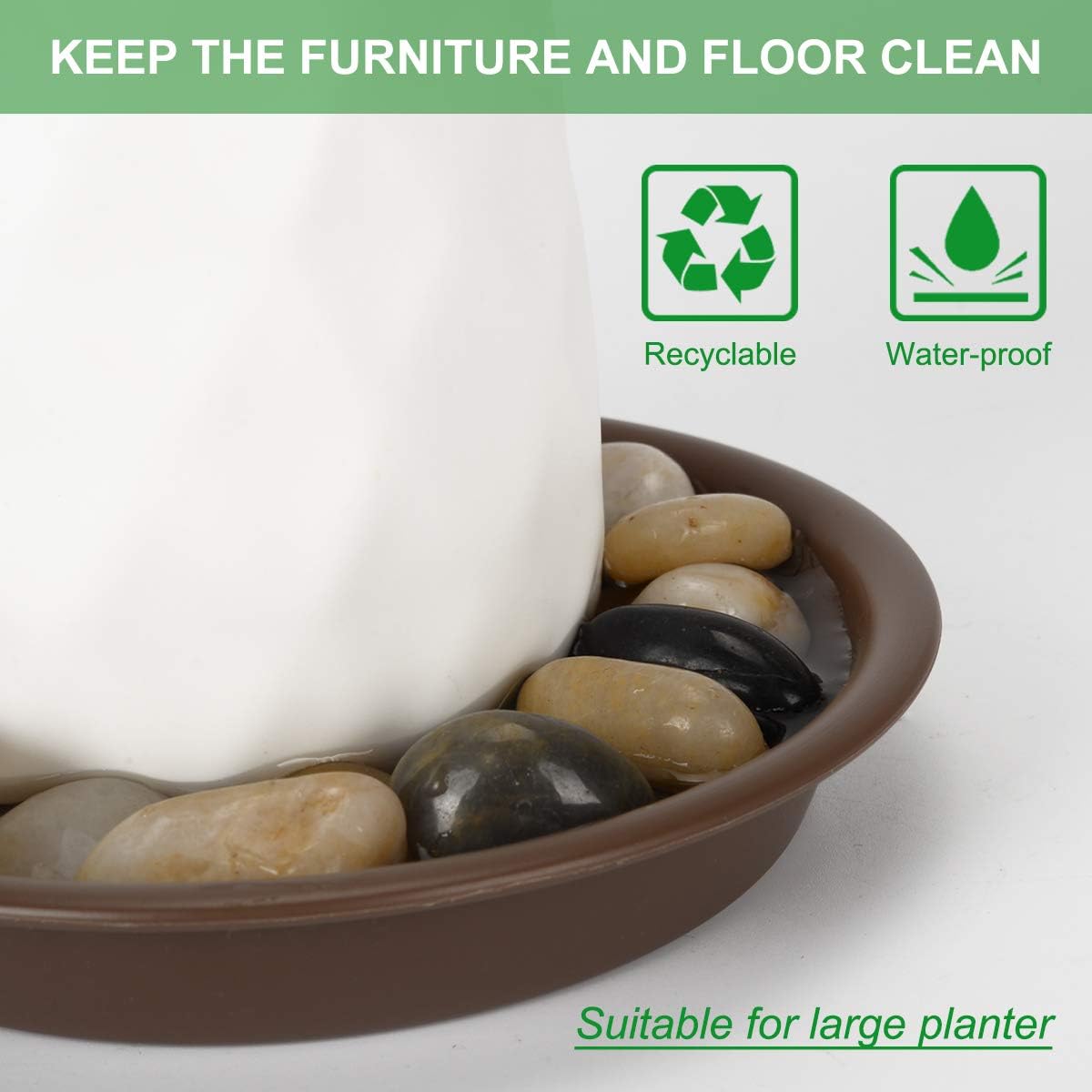 TITE Plant Saucer 16 inch,Heavy Large Planter Durable Thicker Plastic Plant Trays for Indoors and Outdoor,Plant Saucer Drip Trays,Brown (16 inch,Brown) Pack of 3