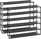 TY ARTS & CULTURE 2 Pack 6-Tiers Shoe Rack Organizer, Sturdy Metal Pipes & Durable Non-Woven Fabric, Space Saving Tall Shoe Shelf Hold 48-60airs, Shoe Rack for Entryway (Black)