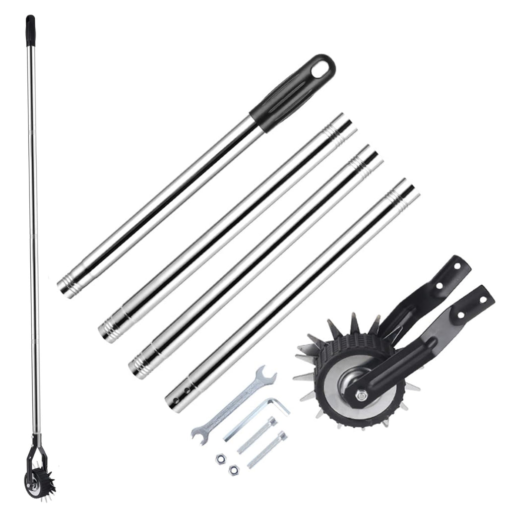 Edger Lawn Tool 67.3 Inch Manual Grass Edger with 4 Sections Stainless Steel Handle and Wheel, Rotary Garden Edging Tool for Landscaping, Sidewalk, Yard
