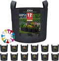 JERIA 12-Pack 7 Gallon, Vegetable/Flower/Plant Grow Bags, Aeration Fabric Pots with Handles (Black), Come with 12 Pcs Plant Labels