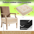 ERWUDEling Outdoor Tufted Chair Cushion Set of 2 Waterproof and Fade-Resistant Chair Pads with Ties 19x19x5 inch for Patio Dining Chairs Indoor/Outdoor Use,Apricot
