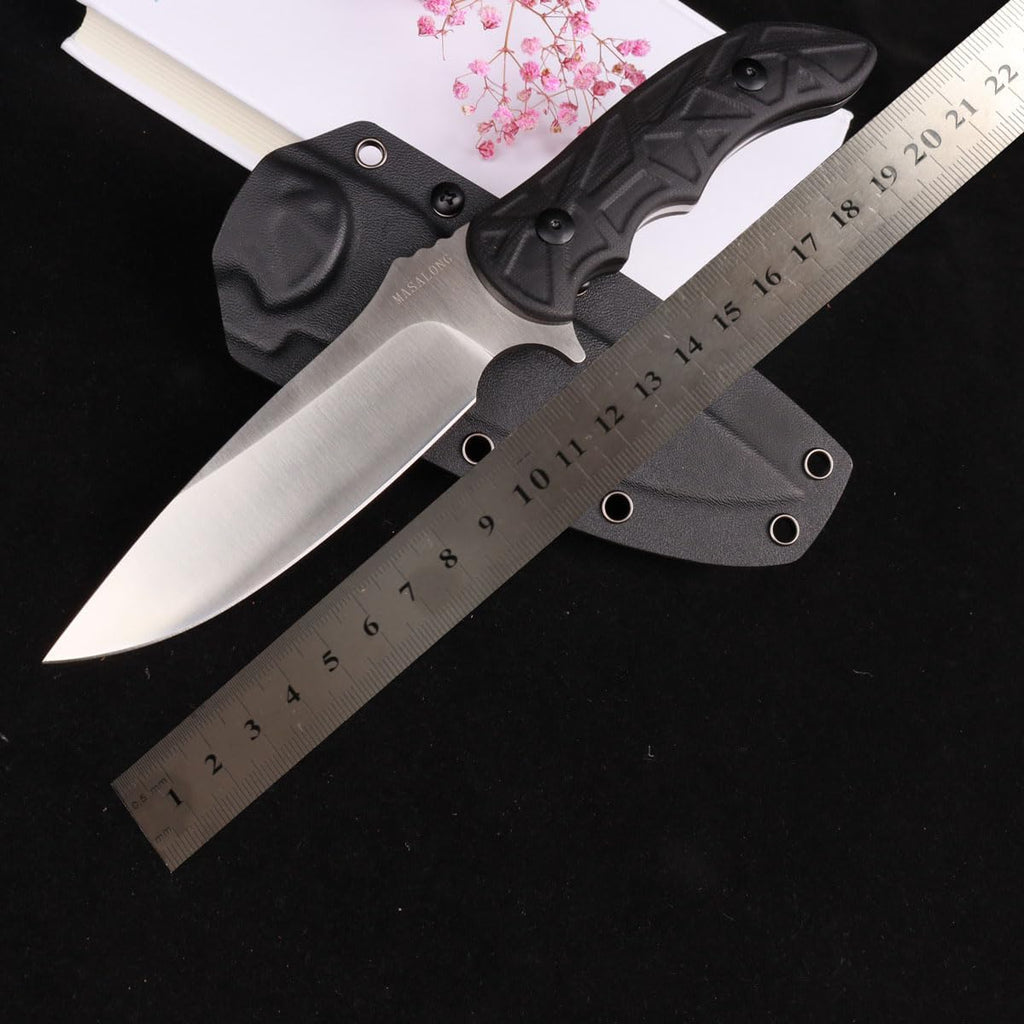 MASALONG Kni231 Full Tang Survival 9cr14mov Steel Knife With Belt Sheath For Bushcraft Camping Fixed Blade Knives