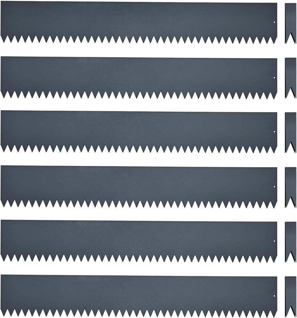 Landscape Edging Kit, Galvanized Steel Edging Landscape Lawn Edging Powder for Lawn Yard, Coated Bendable Metal Strips, No-Dig Hammer-in Edging Border w/Clips (6 INCH 6 PCS, Navy Blue)