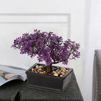 Artificial Bonsai Tree Juniper Faux Plants Indoor Fake Plants Decor with Black Ceramic Pots for Home Table Office Desk Bathroom Shelf Bedroom Living Room Farmhouse Decorations-Purple