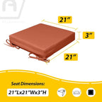 AAAAAcessories Outdoor Seat Cushions for Chairs, Waterproof, Fade-Resistant, 21" x 21" x 3", Patio Furniture Replacement Cushions, Set of 2, Rust