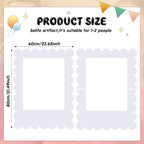32 x 24 Inch Large Blank DIY Photo Booth Props Picture Frame Party Frame DIY Photo Booth Props Selfie for Birthday, Graduation, Christmas Holiday Party(White,Scalloped)