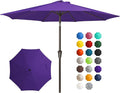 JEAREY 10FT Outdoor Patio Umbrella Outdoor Table Umbrella with Push Button Tilt and Crank, Market Umbrella 8 Sturdy Ribs UV Protection Waterproof for Pool, Garden (Dark Purple)