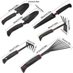 Large Garden Tool Set with Non-Slip Rubber Handle - 6 Piece Heavy Duty, Gardening Hand Tools, Sturdy Durable, Classic Utility Gardening Gift