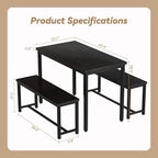 Recaceik Dining Table Set for 4 Kitchen Dining Room Set with 2 Dinner Benches, Farmhouse Breakfast Table for Apartment Small Space, Easy Assembly