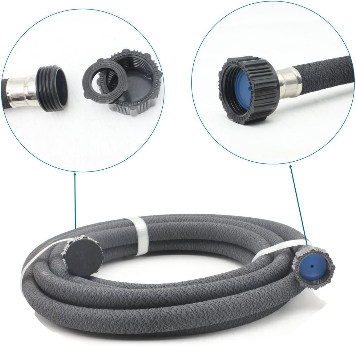 Soaker Hose with Connector 5/8in Diameter 25FT 50FT Black Garden Water Hose Flower Bed and Lawn Lightweight Hose (50FT)