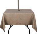 Outdoor Tablecloth Wrinkle-Free Stain Resistant Waterproof Polyester Fabric Table Cover with Zipper Umbrella Hole for Picnic/Party/Dinner/Patio Garden(60×60inch Square,Zippered,Flax)