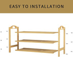 UDEAR Bamboo Shoe Rack 3-Tier Shoe Storage Organizer Entryway Shoe Shelf