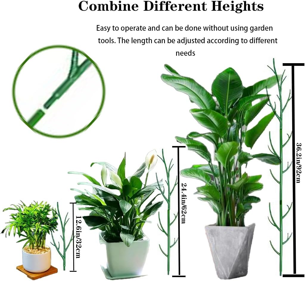 Monstera Plant Support Stakes, 8 Pack Stackable Garden Trellis Climbing Plant Support Structures with Extension Poles for Indoor Outdoor Potted (39.4''- 8 Pack)