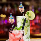 Custom 50 Pcs 50th To 90th Birthday Face Photo Drink Stirrers, Personalized Face Cutout Stir Sticks, 60th 70th 80th Birthday Party Decorations, Decor For Retirement, Graduation Parties