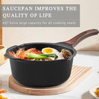 VINCHEF Nonstick Stockpot With Lid 4 Quart, Large Saucepan with Stay Cool Handle, Deep Kitchen Cooking Pot Induction Stock Pots, Dishwasher Safe, Compatible for All Stove Top, PFAS/PFOA Free Black