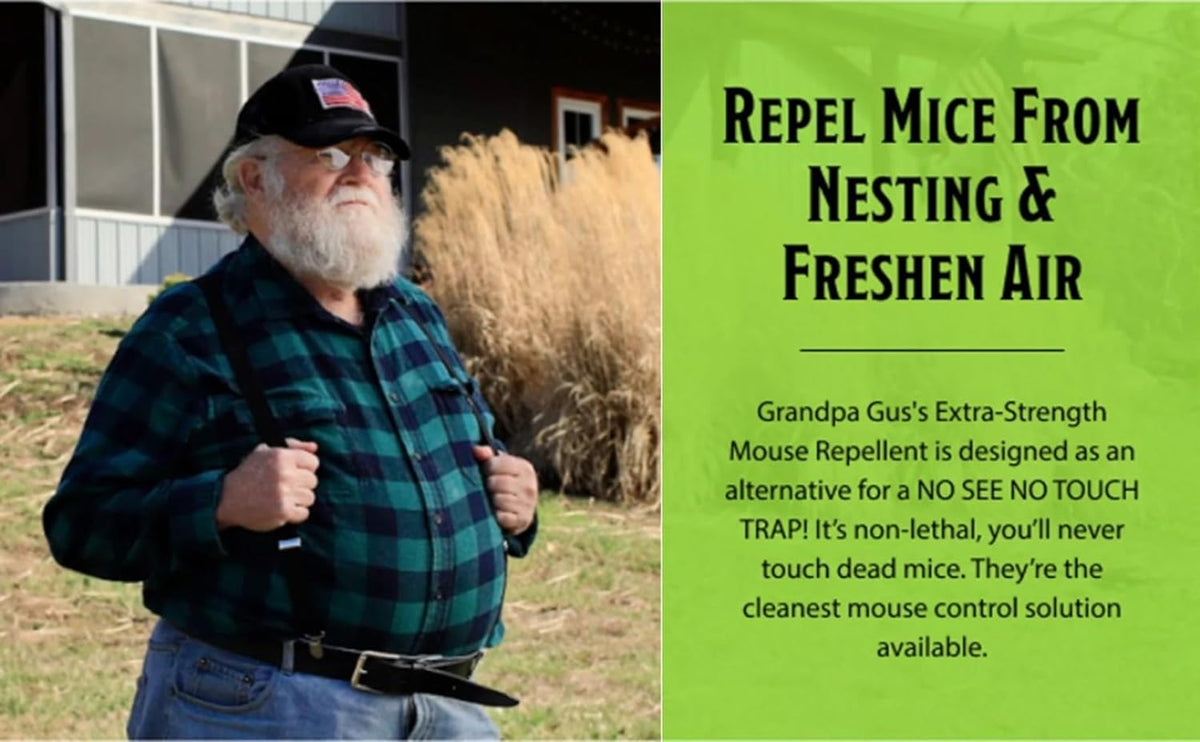 Grandpa Gus's Natural Mouse Repellent Pouches, Cinnamon/Peppermint Oils Repel Mice from Nesting in Home/Cabin/Boat/Car Storage/RV/Machinery/Shed (16 Pouches)