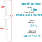 14 Inch Zip Ties Double Sided Toothed,100 LBS Tensile Strength Heavy Duty Cable Wire Ties With Self-Locking Adjustable More Durable Nylon Tie Wraps for Indoor Outdoor（200 Pack）