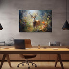 Deer Wall Art Decor Elk Canvas Pictures Forest Landscape Theme Art Print Wildlife Canvas Artwork for Living Room Watercolr Animal Canvas Art for Bedroom Bathroom Home Office Decorations(24"×36")