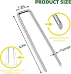 6 Inch Galvanized Landscape Staple, 11 Gauge Heavy Duty Garden Stakes for Barrier Fabric, Plant Stakes Ground Anchors 50 Pack