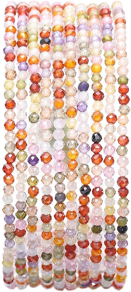 Faceted Mix Colored Zircon Stone Round Loose Semi Gemstone Beads for Jewelry Making 2-2.5mm 38cm