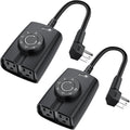 G-Homa Outdoor Timer, Dusk to Dawn Timer, Outdoor Light Timers Waterproof, 2 Grounded Outlets Timers for Christmas Lights, 15A 1/2HP, CSA Listed, Light Sensor Timer 2Pack, Black, OT1004D