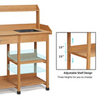 Yaheetech Potting Bench with Sink & Drawer, Outdoor Gardening Table, Wood