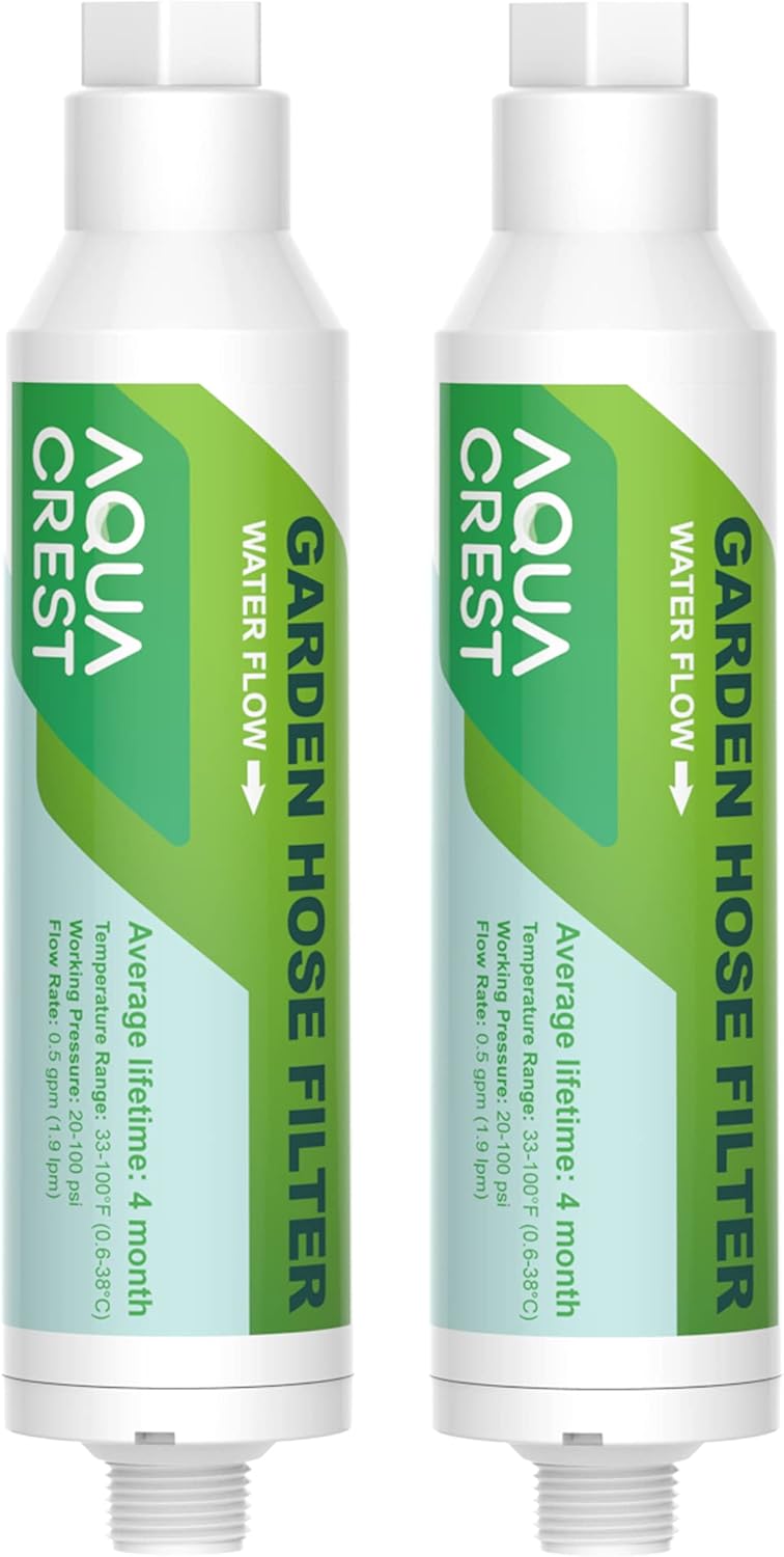 AQUACREST Garden Hose Water Filter for Plants, Greatly Reduces Chlorine, Odor, Improve Plants Health, Ideal for Organic Gardening, Farming and Pets, Pack of 2 (Package May Vary)