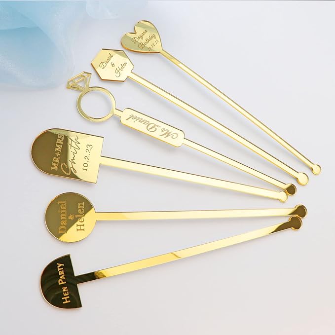20Pcs Personalized Acrylic Stir Sticks,Custom Cocktail Swizzle Sticks Bar Drinks Mixing Rod for Coffee Whiskey Beverage,Perfect for Wedding,Birthday,Bachelorette,Bridal or Baby Shower,Corporate Event