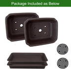 MUZHI 2PACK Unglazed 6” Ceramic Bonsai Pot with Humidity Trays, Breathable Handmade Rectangle Bonsai Starter Planter for Bonsai Tree, Juniper,Ficus, Money Tree