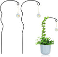 Plant Trellis for Potted Plants with Colorful Crystal Sun Catcher, 17.5 Inch Metal Plant Stakes for Indoor Plant Accessories Indoor for Home Garden,Plant Lover Gift (Black)